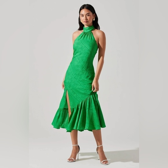 NWT Size S - ASTR The Label Caspia Halter Side-Slit Midi Dress - Picture 2 of 11